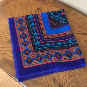 80's Large Square Vibrant Multicolor Patterned Scarf 30" x 30"